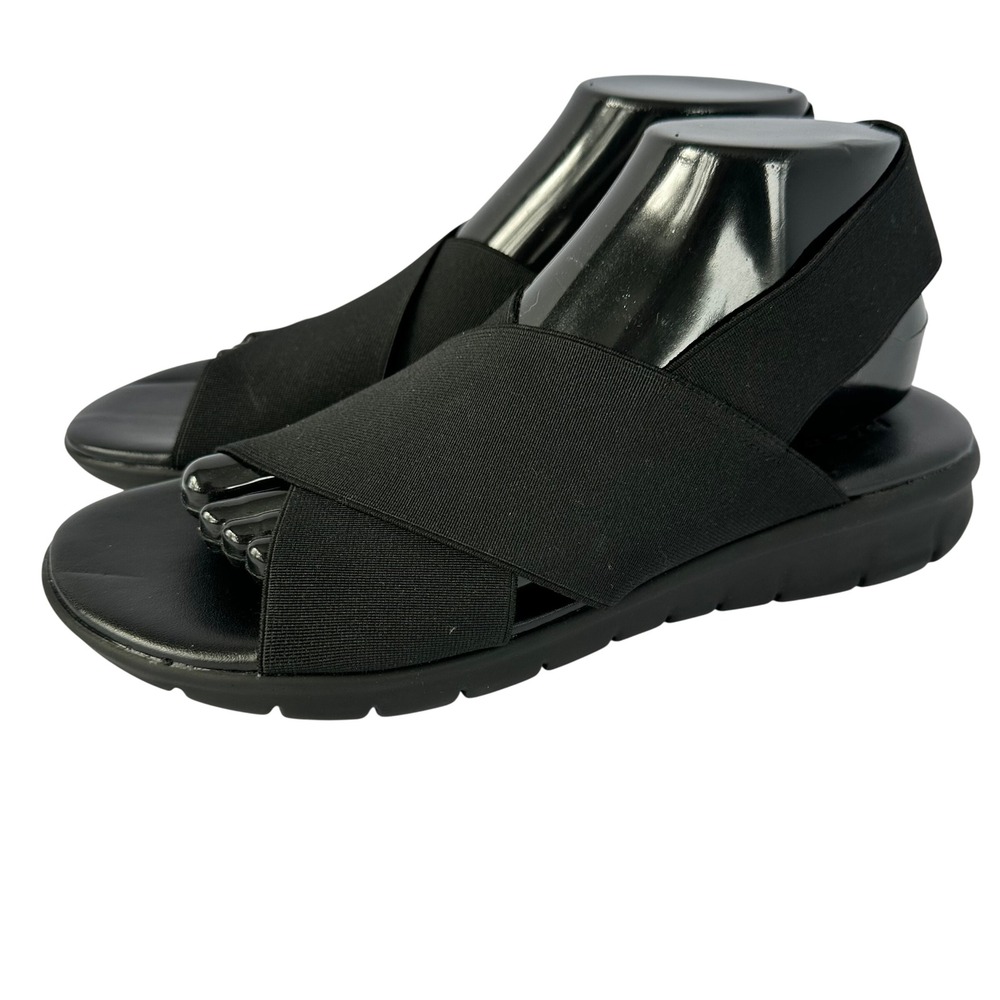 Rapisardi Ron White Black Elastic Cross Strap Wedge Sandals Made in Italy EU 41 - Picture 2 of 13